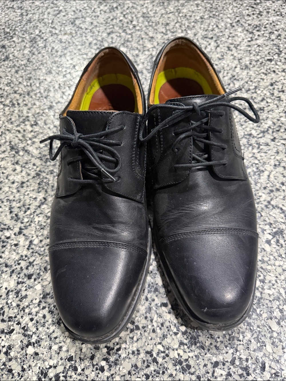 Florsheim Black Leather Cap-Toe Lace-Up Dress Shoes
